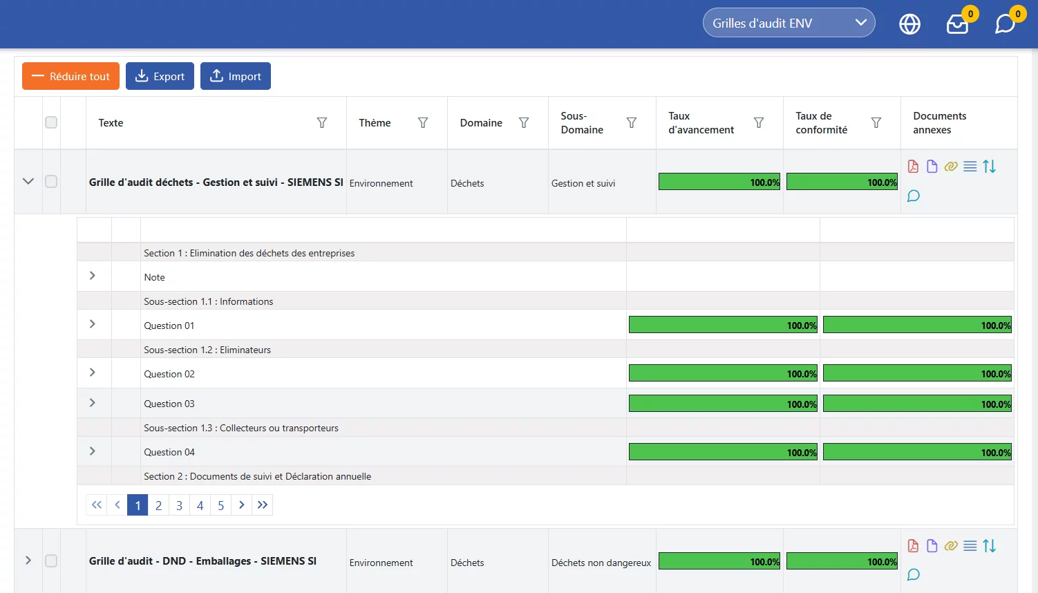 Capture d'écran de NV Compliance - app web de veille et conformité réglementaire de Novallia